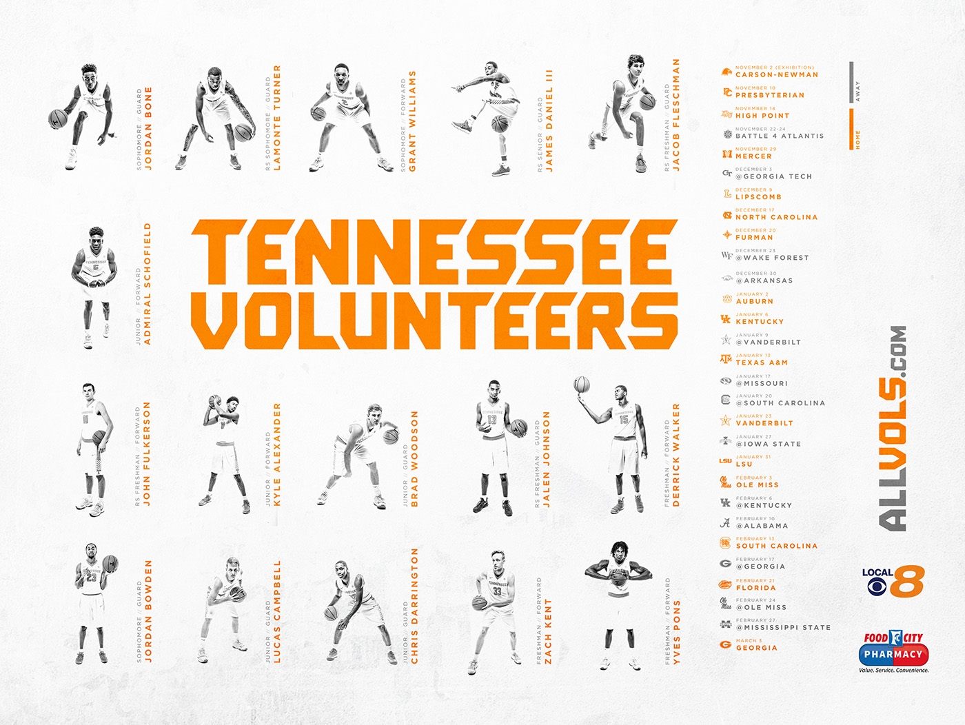 Tennessee Vols Printable Basketball Schedule Tennessee Vols Printable Basketball Schedule