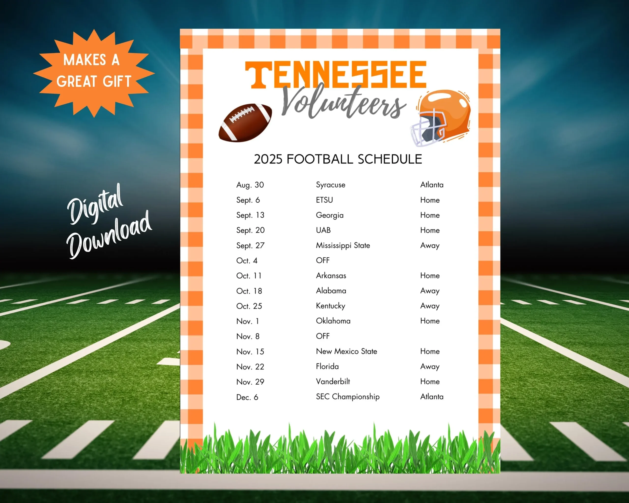 Tennessee Schedule Etsy Tennessee Schedule Etsy