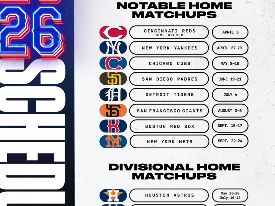 Texas Rangers On X The Schedule Is Set For 2026 Https t co 10w8vtClEj X