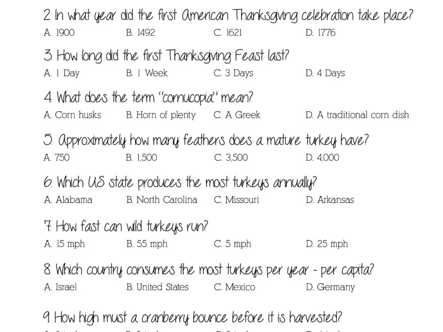 Thanksgiving Trivia a Printable For Your Gathering The Turquoise Table