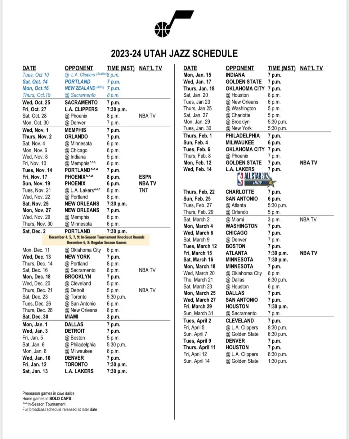 The Full Utah Jazz Schedule R UtahJazz