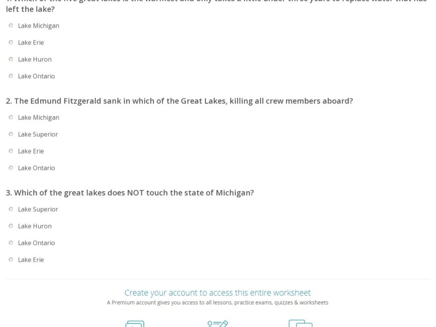 The Great Lakes Quiz Worksheet For Kids Study