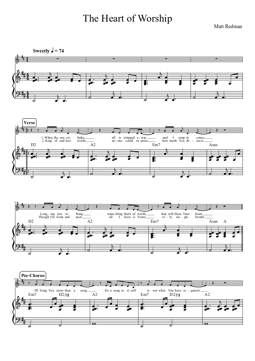 Free Printable Worship Music Lead Sheets