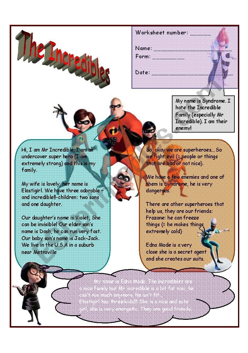 Incredibles Movie Quiz Printable