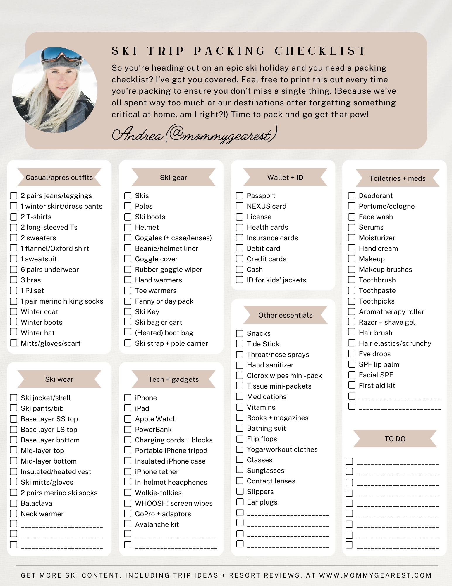 Printable Winter Packing List
