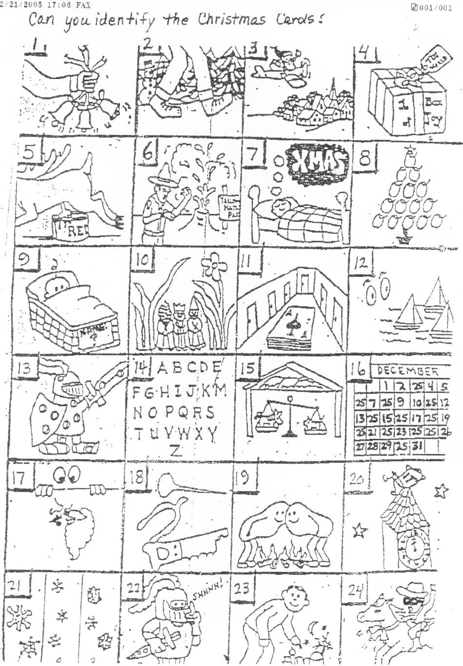 Christmas Carol Picture Quiz Printable