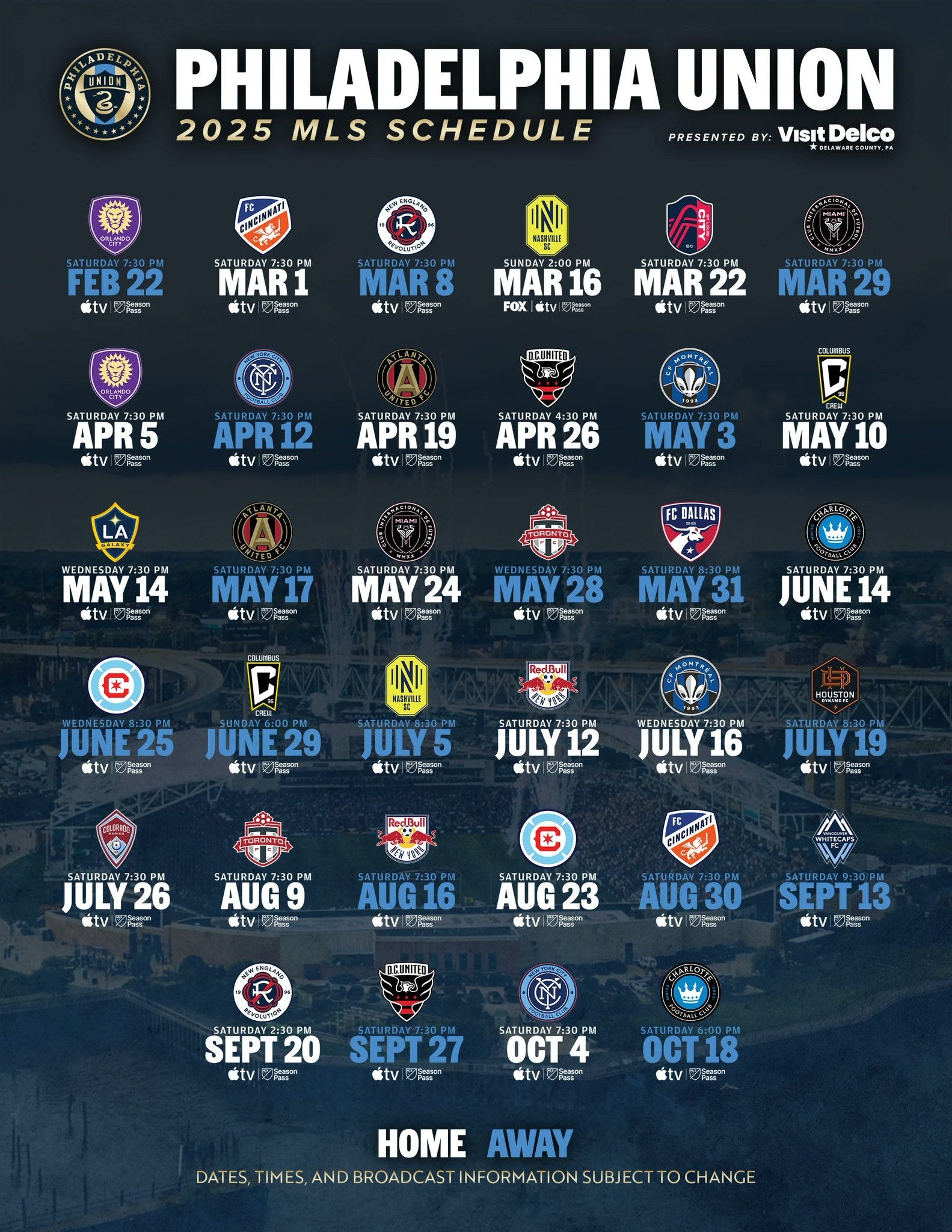 The Philadelphia Union Release Their 2025 Schedule Featuring Away Trips To Dallas Houston And Vancouver The Philadelphia Union Release Their 2025 Schedule Featuring Away Trips To Dallas Houston And Vancouver