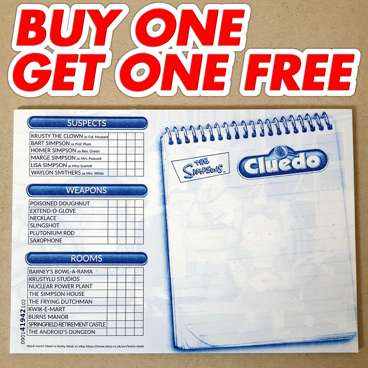 Simpsons Cluedo Sheets Printable