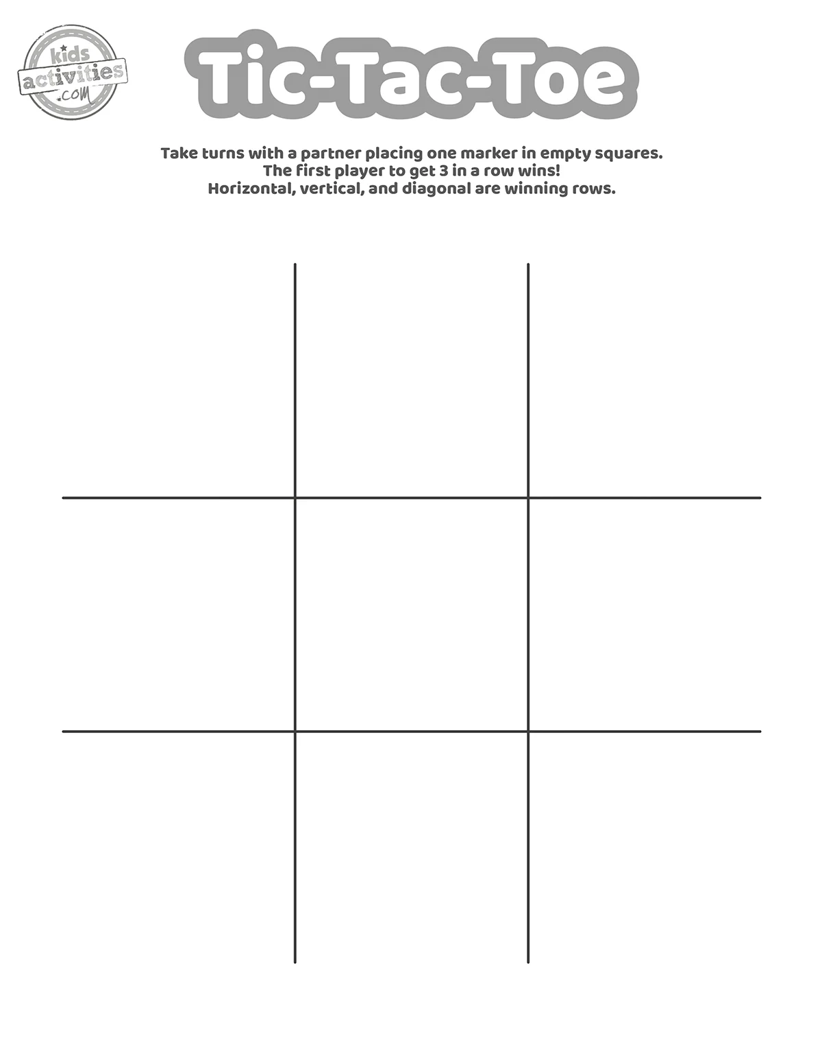 Free Printable Tic Tac Toe Sheets