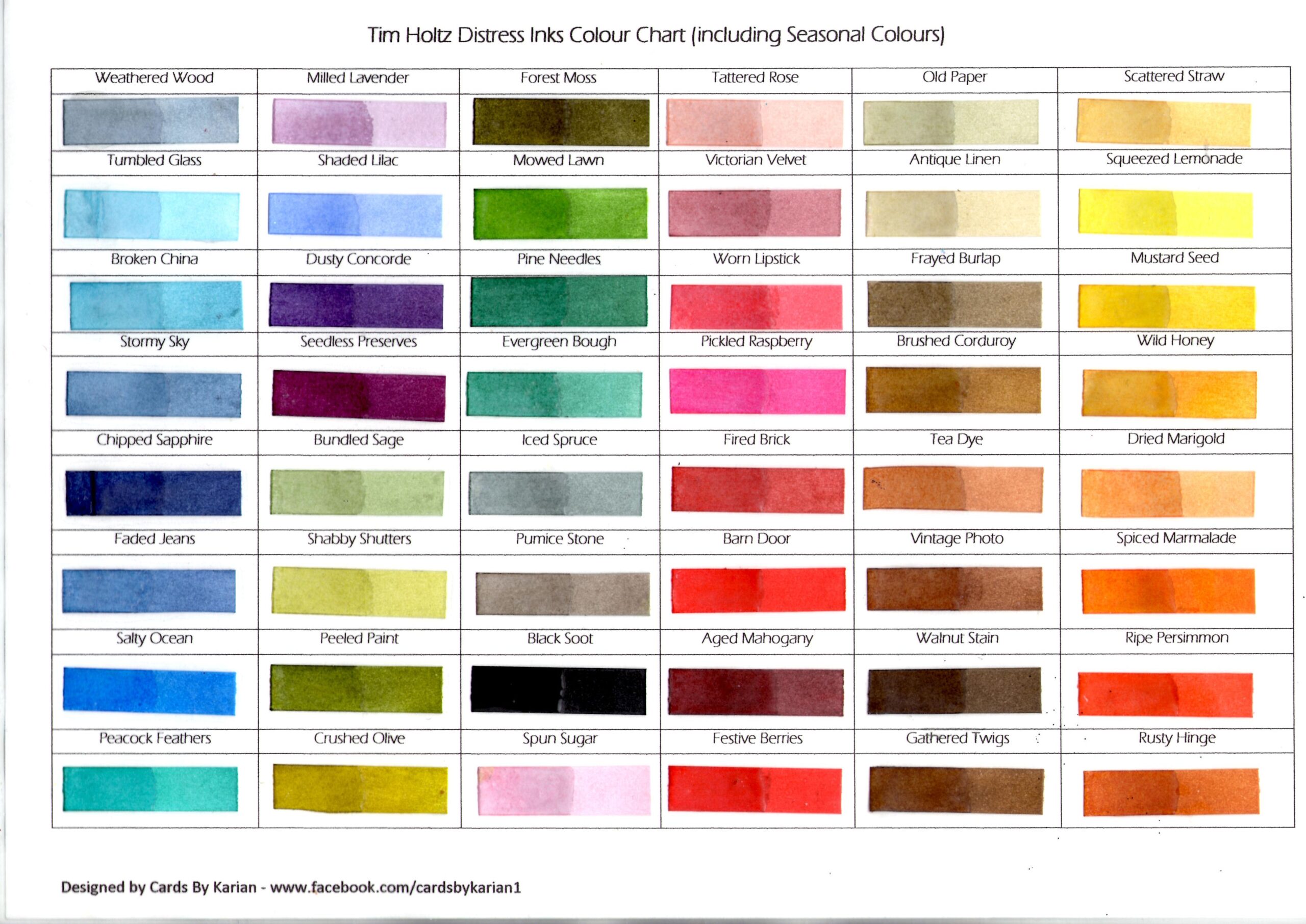 Printable Embossing Powder Color Chart