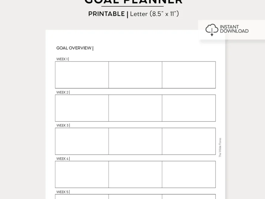 Top Three Weekly Goal Planner Letter Size Printable The Wilde Flores