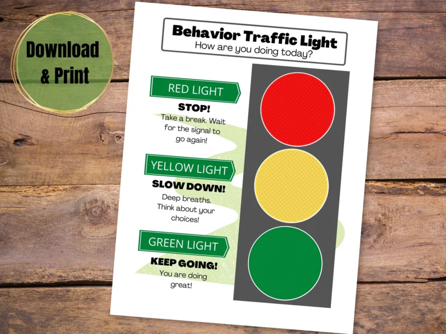 Traffic Light Behavior Chart Printable Behavior Chart For Kids Etsy