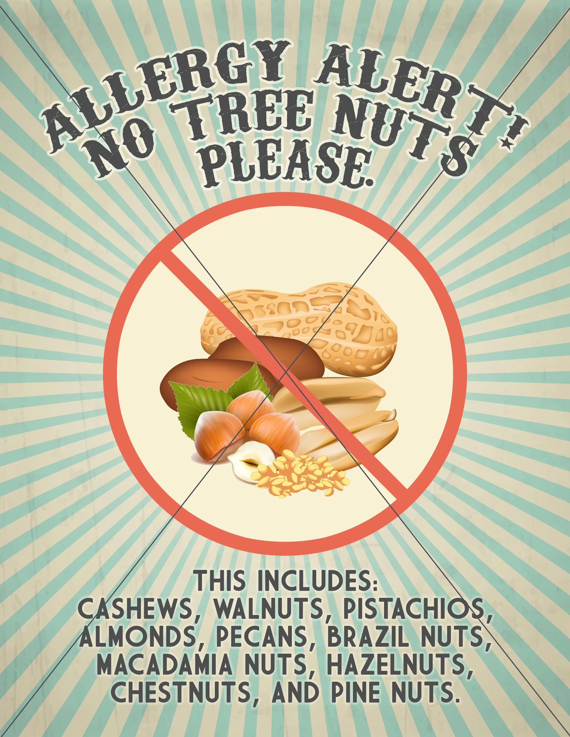 Printable Nut Free Signs