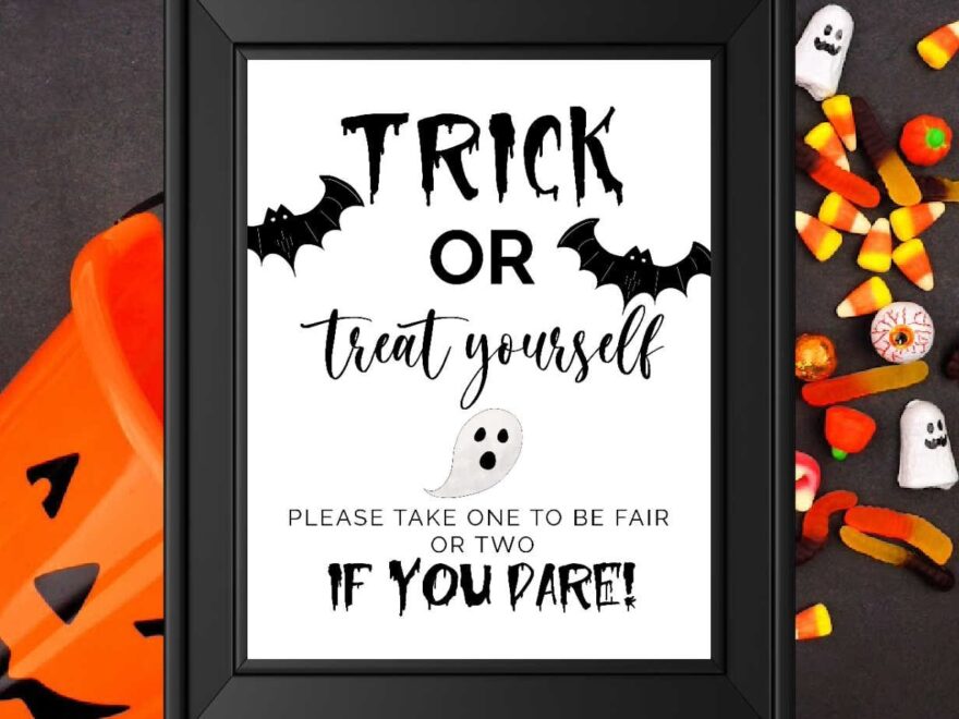 Trick Or Treat Yourself Printable Sign Halloween Candy Printable Sign Halloween Printable Etsy