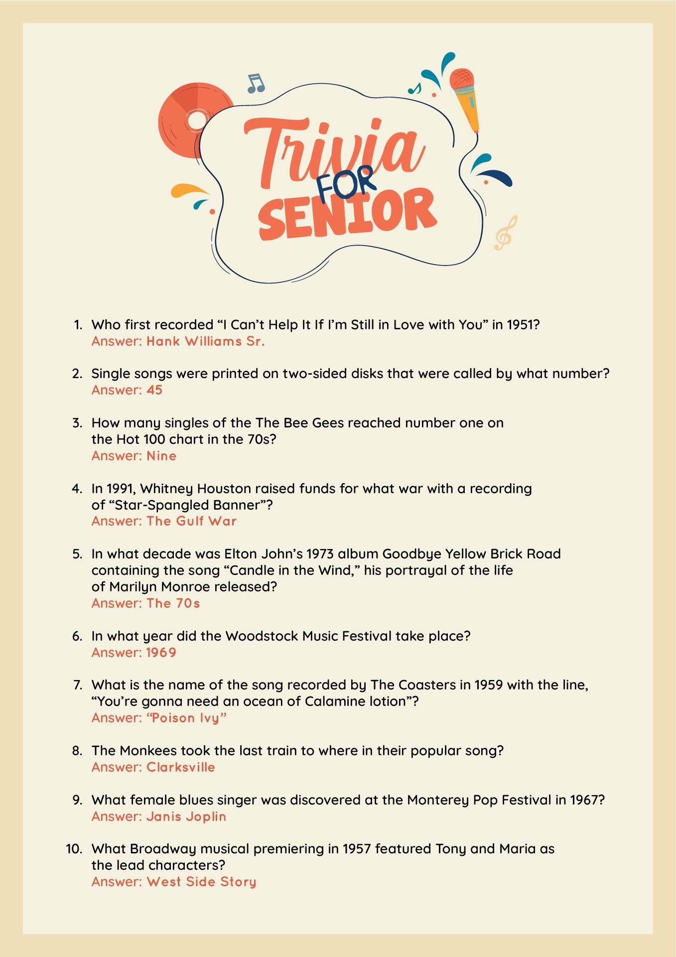 Trivia Questions And Answers 10 Free PDF Printables Printablee Worksheets Library