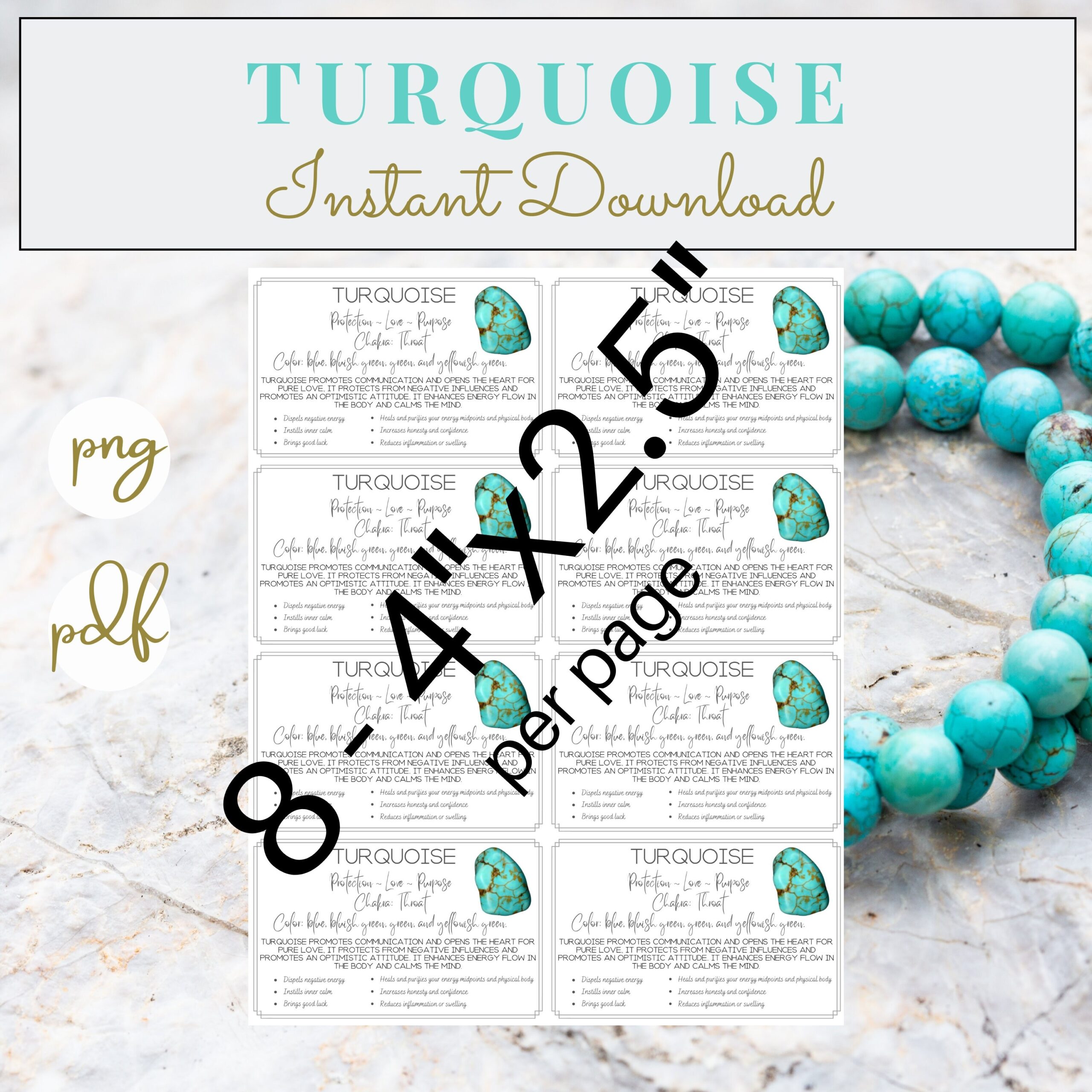Printable Gemstone Turquoise Chart