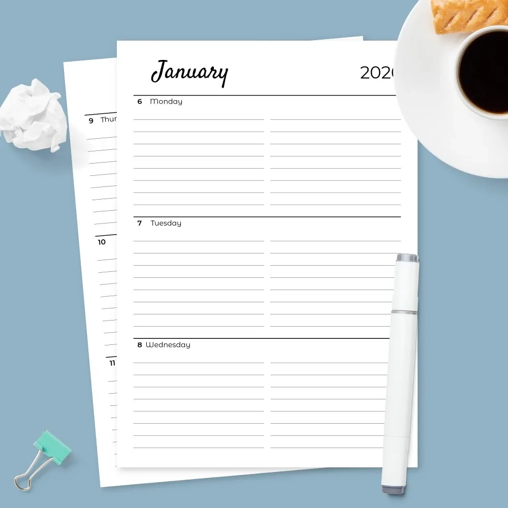 Week On 2 Pages Planner Printable