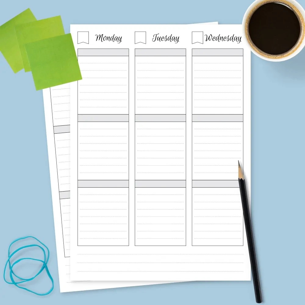 Undated Two Page Weekly Planner Printable