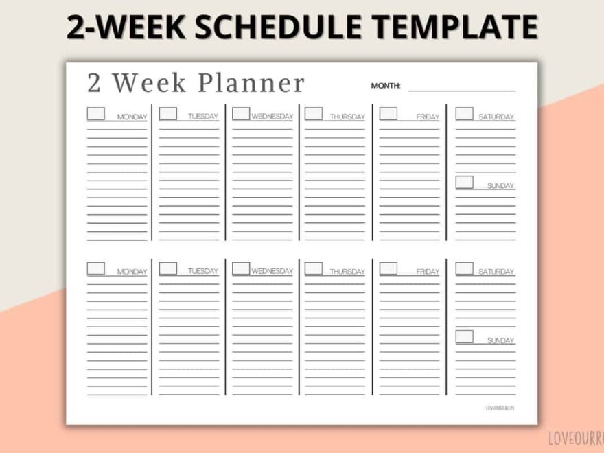 Two Week Calendar Template Free Printable Weekly Planner Love Our Real Life