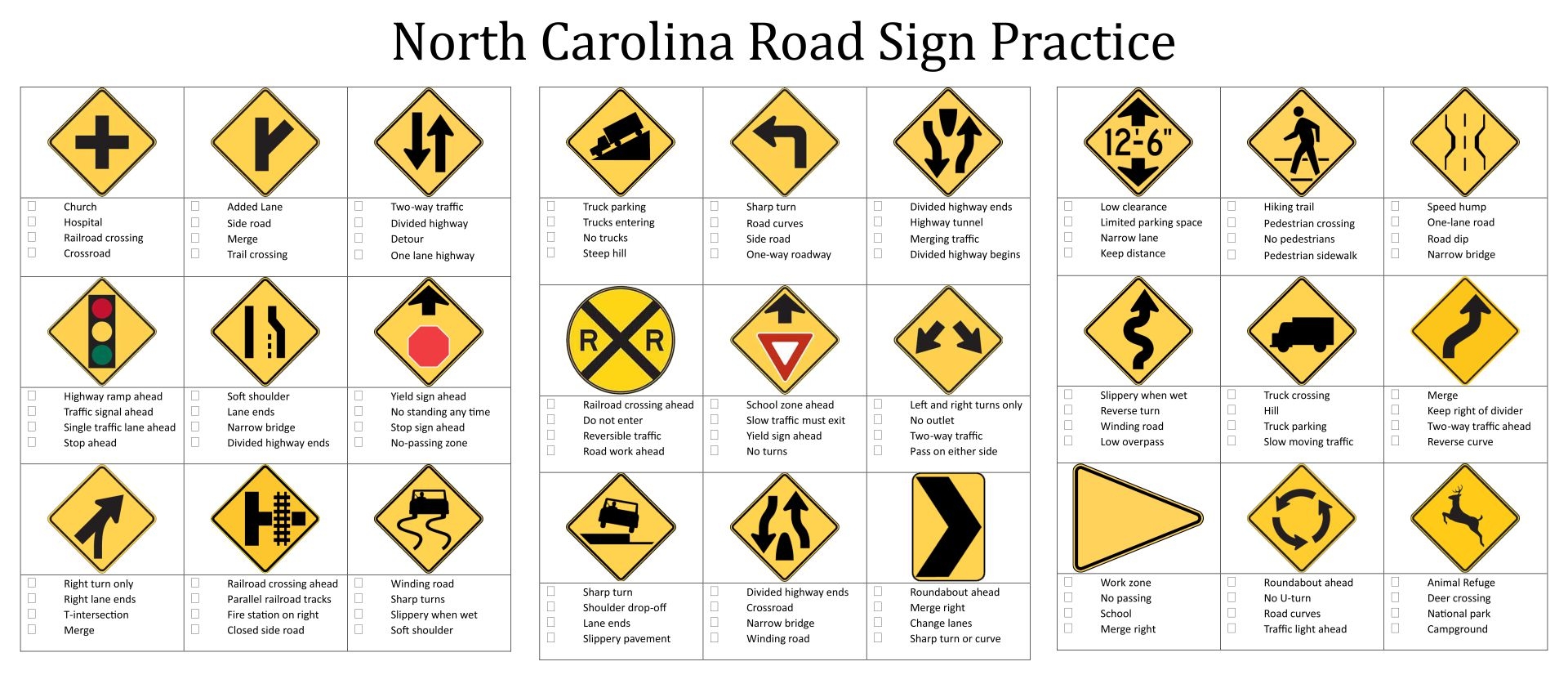 Road Signs Picture Quiz Printable