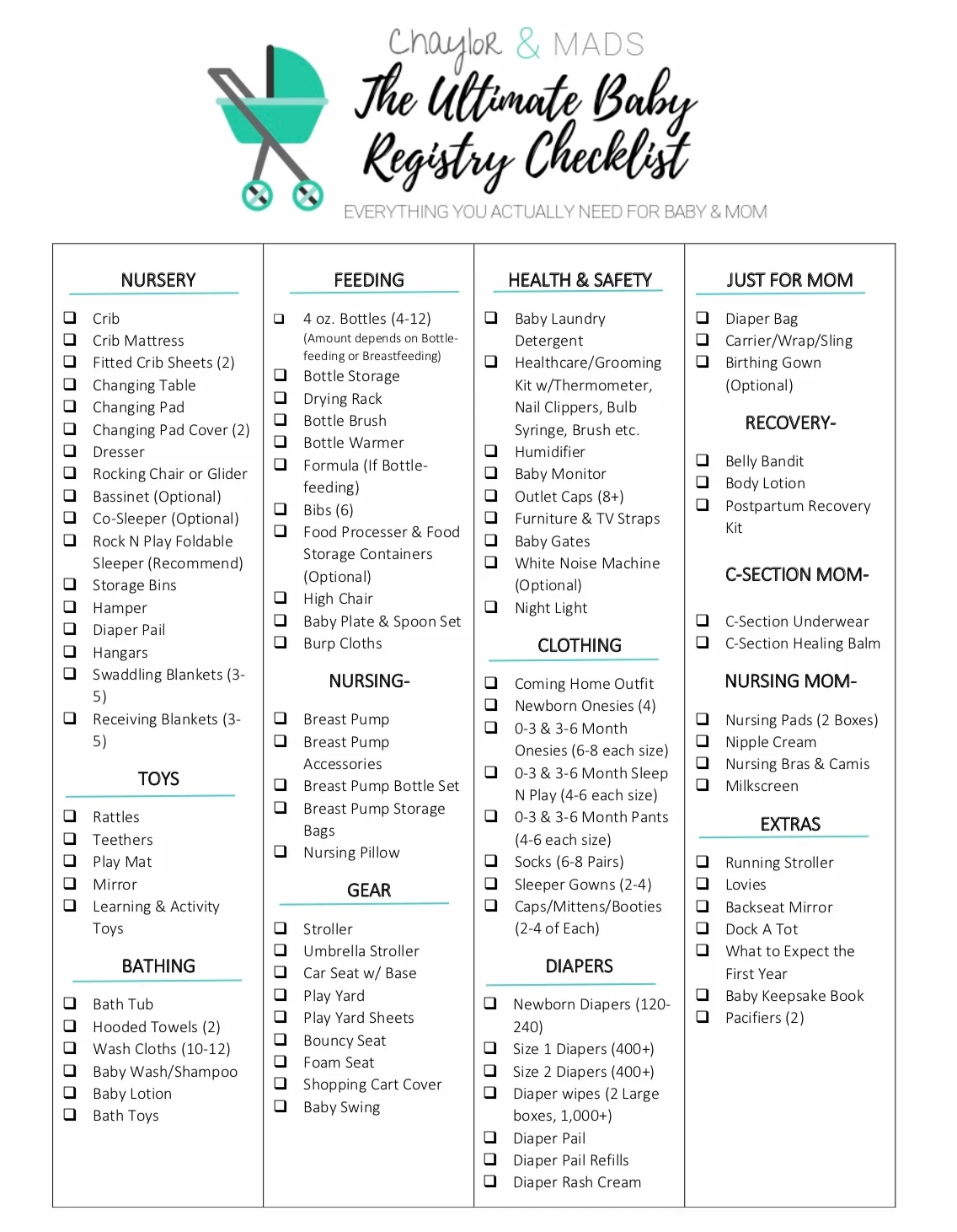 Ultimate Baby Registry Checklist What You Actually Need Chaylor Mads