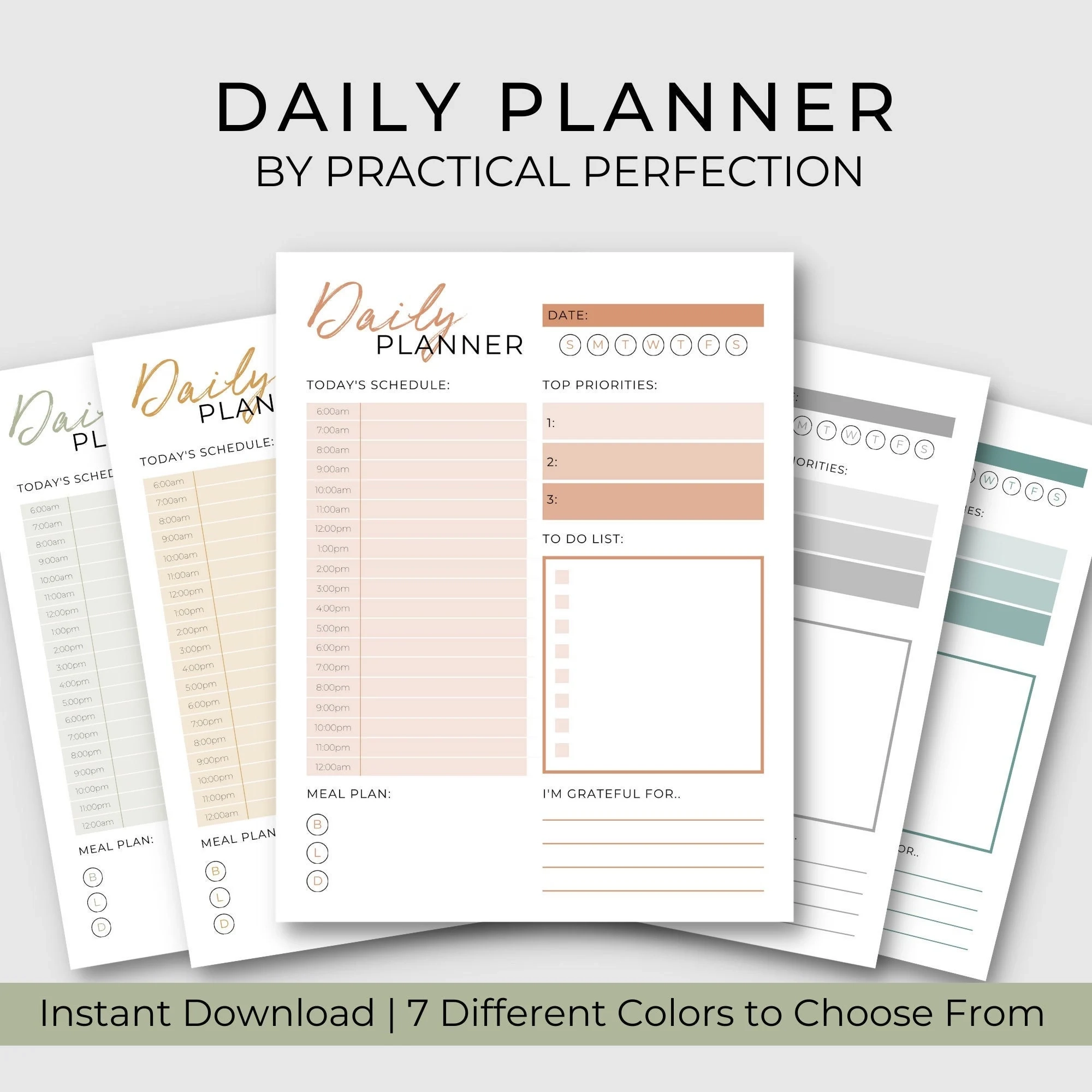 Undated Printable Daily Planner Pages PDF Cute Daily Planner Template Etsy
