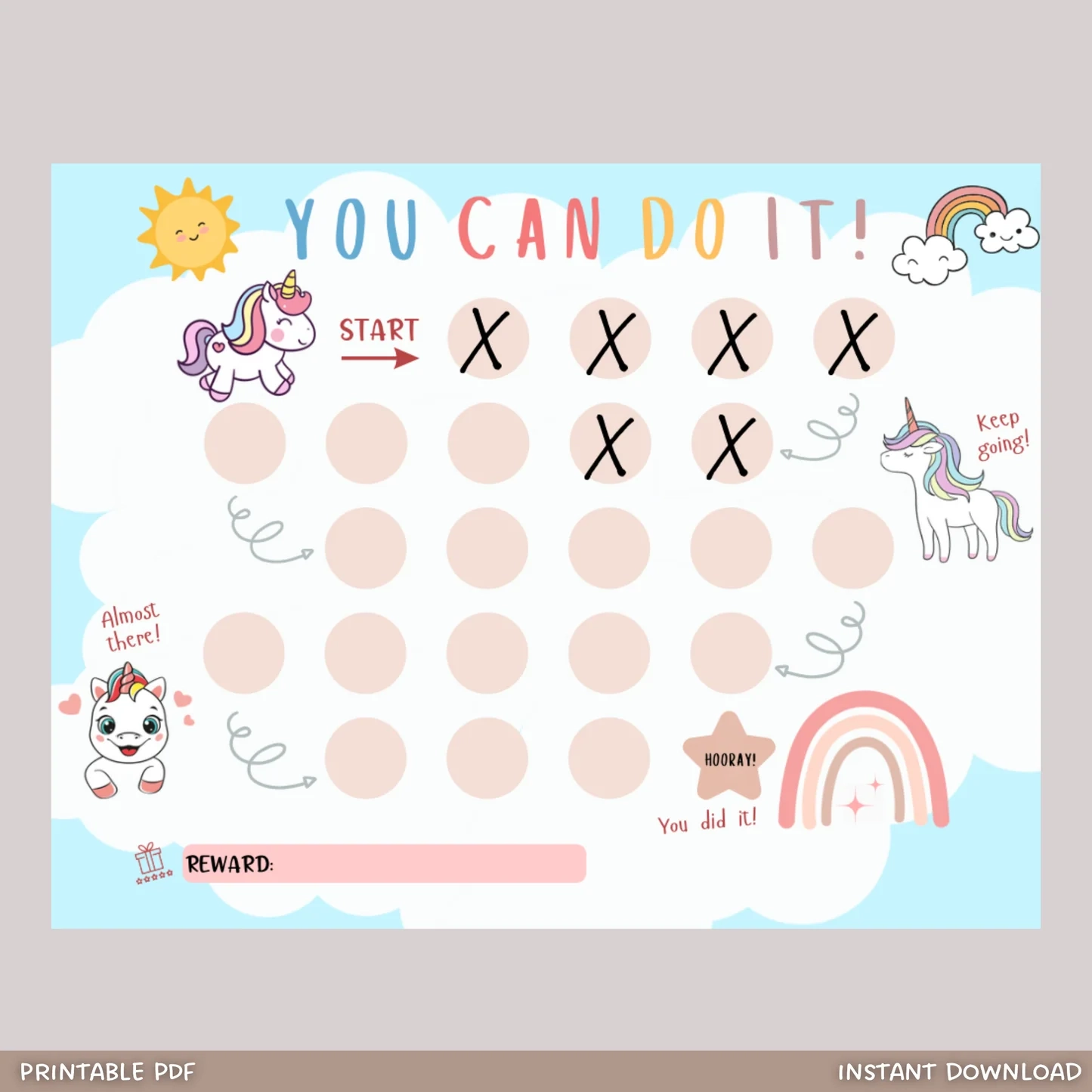 Unicorn Sticker Chart Printable