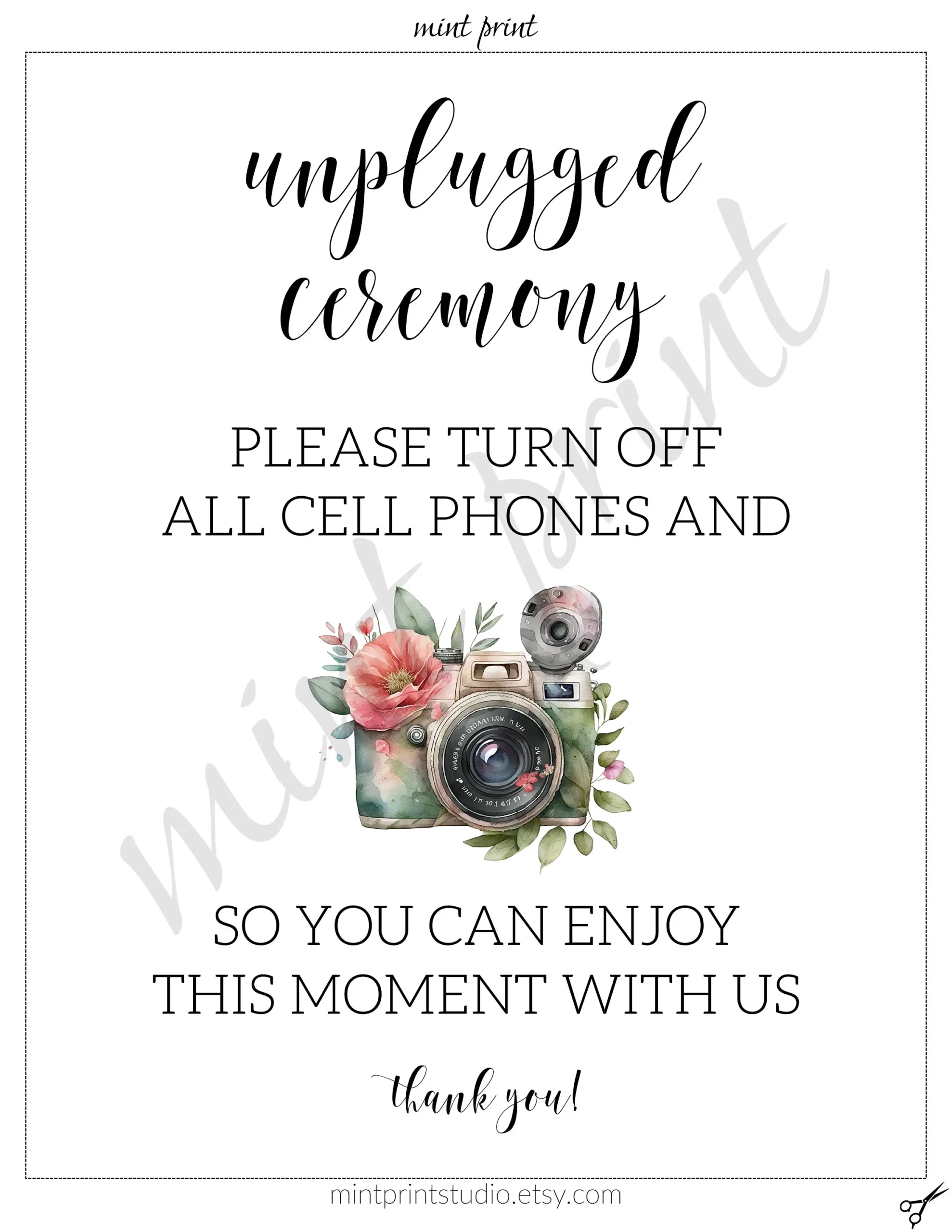 No Phone Wedding Sign Printable