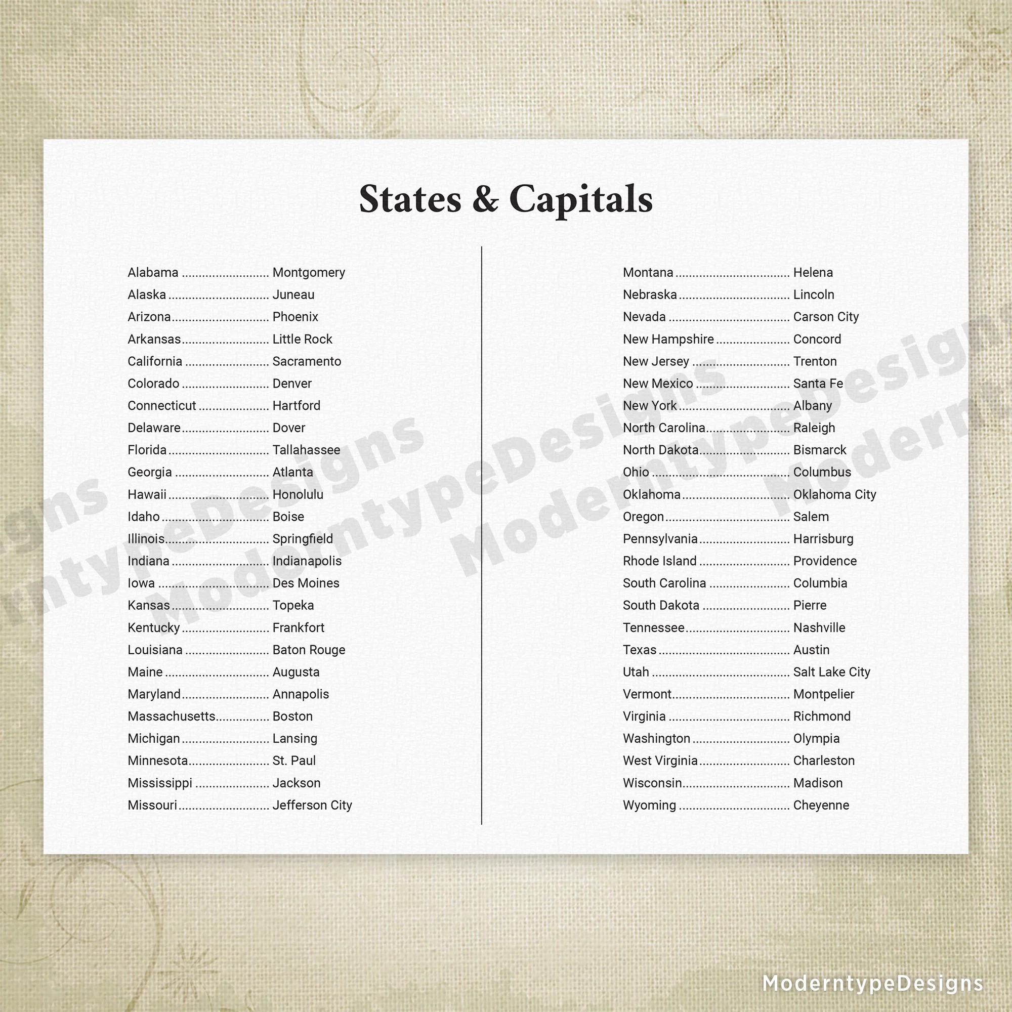USA Printable Map United States Of America