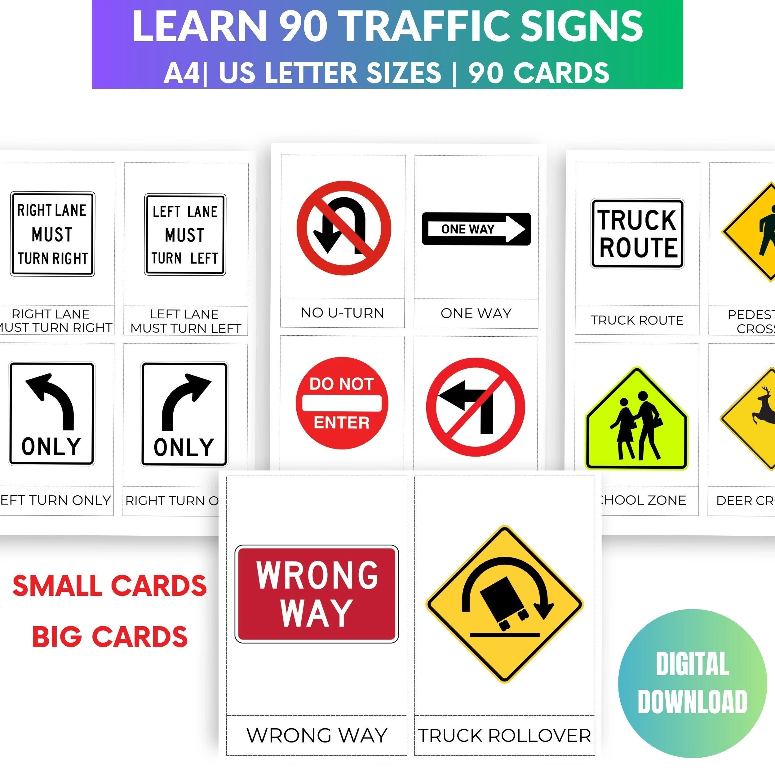 Drivers Ed Signs Flash Cards Printable