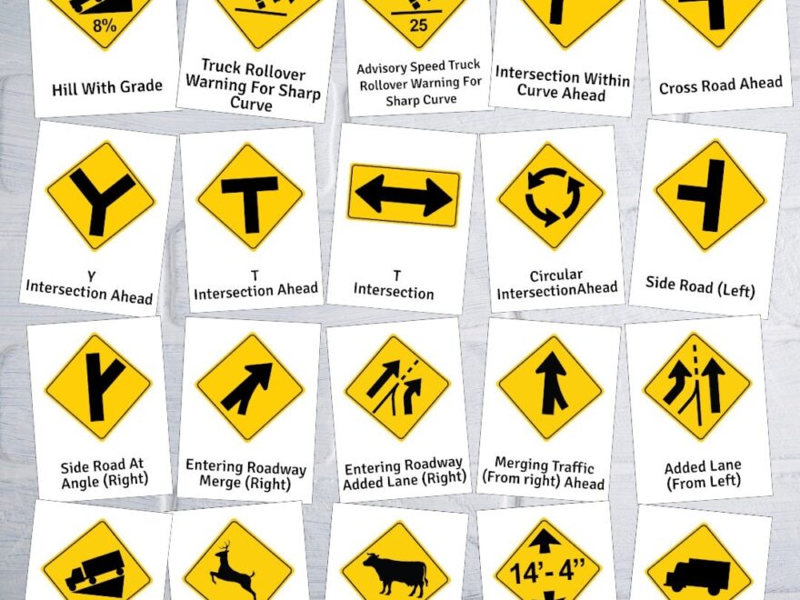 USA Traffic Signs Road Signs Test Flash Cards USA Warning Signs Worksheets Library