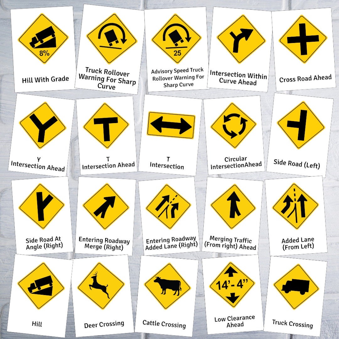 USA Traffic Signs Road Signs Test Flash Cards USA Warning Signs Worksheets Library
