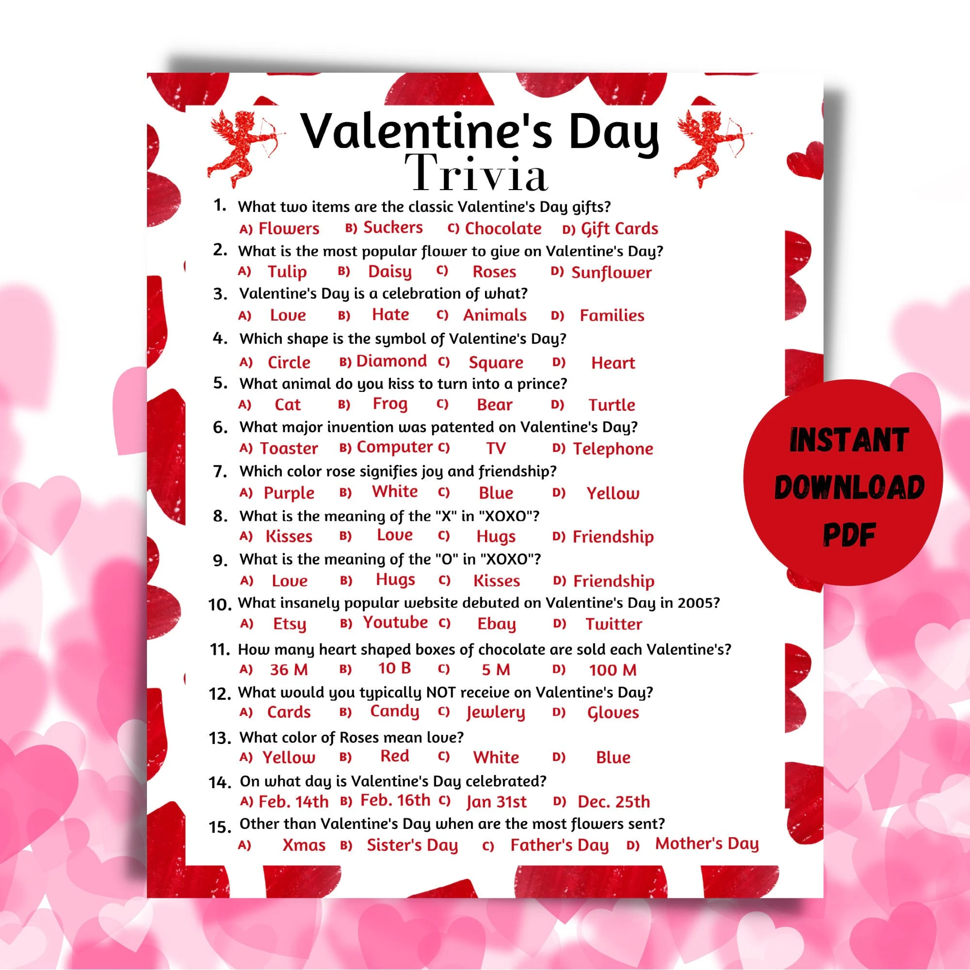 Valentines Trivia Questions Printable