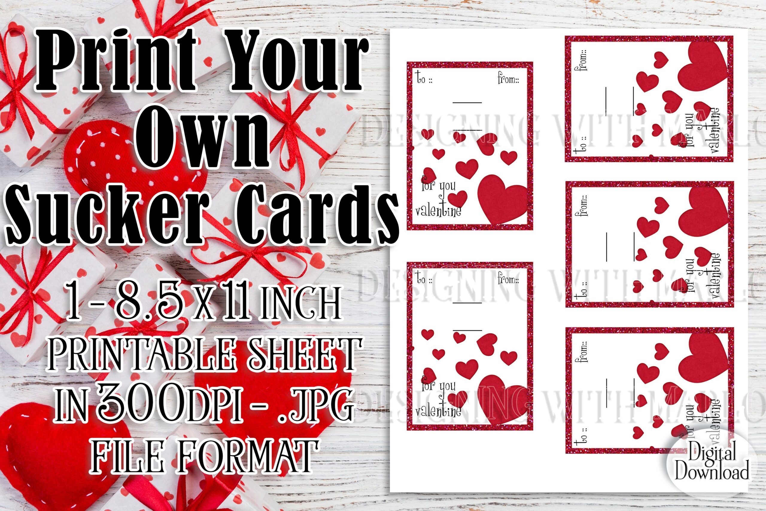 Printable Sheet Of Red Hearts