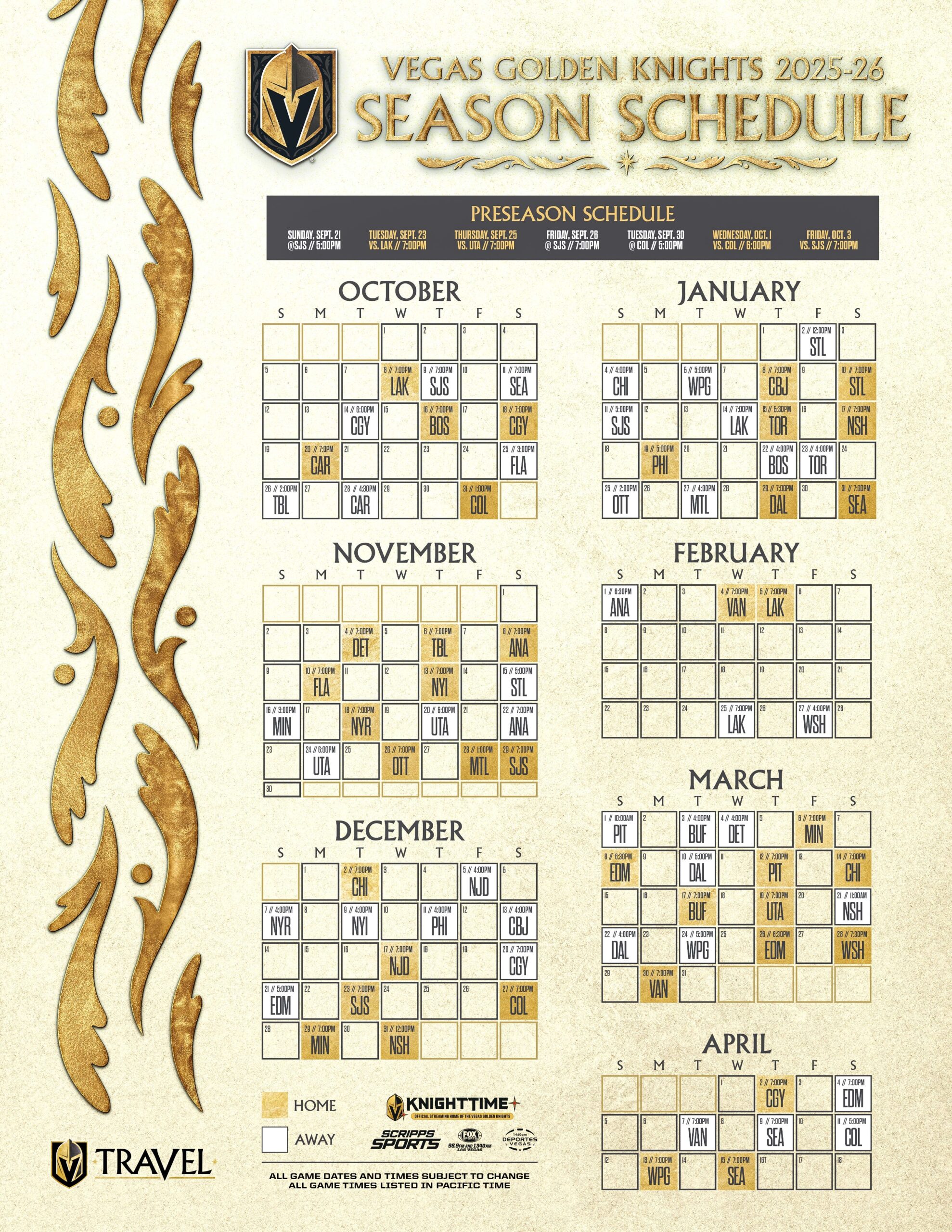 Vegas Golden Knights Schedule Vegas Golden Knights