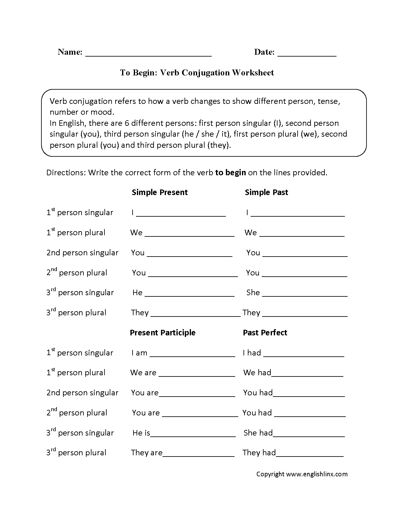 Verbs Worksheets Verb Conjugation Worksheets Verbs Worksheets Verb Conjugation Worksheets