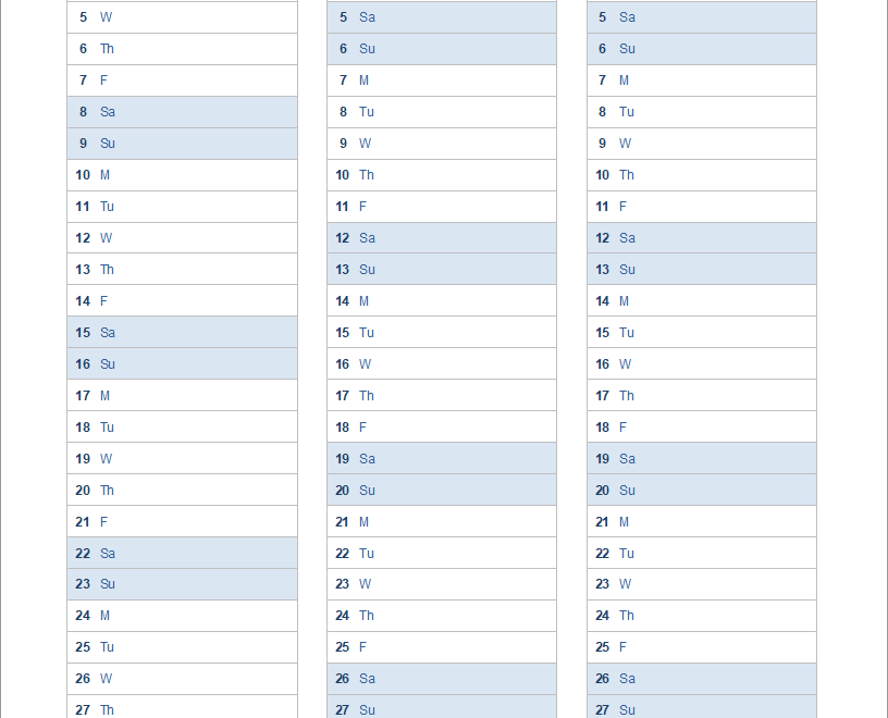 Vertical Month Planner Template
