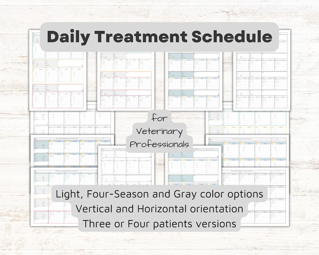 Veterinary Daily Treatment Schedule Printable Patient Organizer PDF Excel Etsy Veterinary Daily Treatment Schedule Printable Patient Organizer PDF Excel Etsy