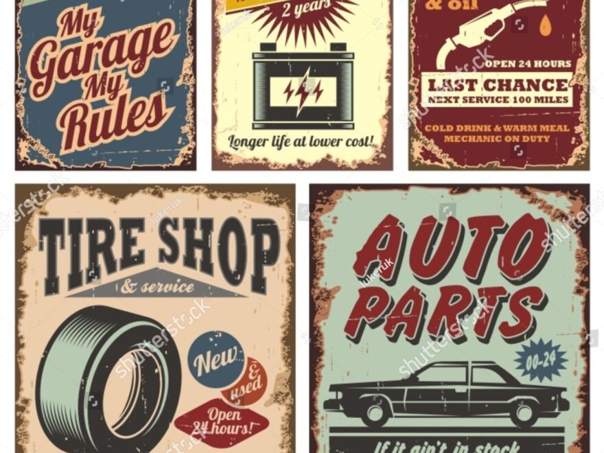Vintage Car Service Metal Signs Posters Stock Vector Royalty Free 119000002 Shutterstock