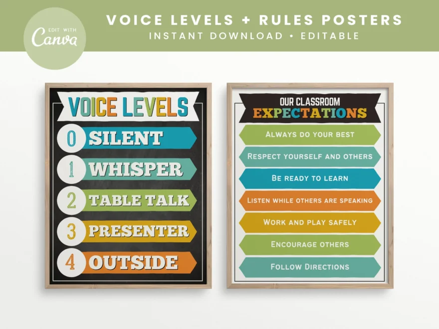 Voice Level Chart Classroom Printable Poster Editable In Canva Classroom Management Decor INSTANT DOWNLOAD PDFS Editable Template Etsy