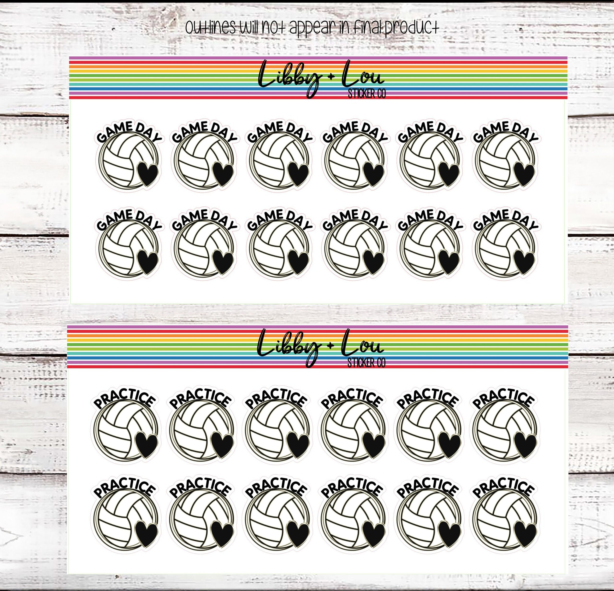 Volleyball Game And Practice Planner Sticker Libby And Lou Sticker Co Etsy