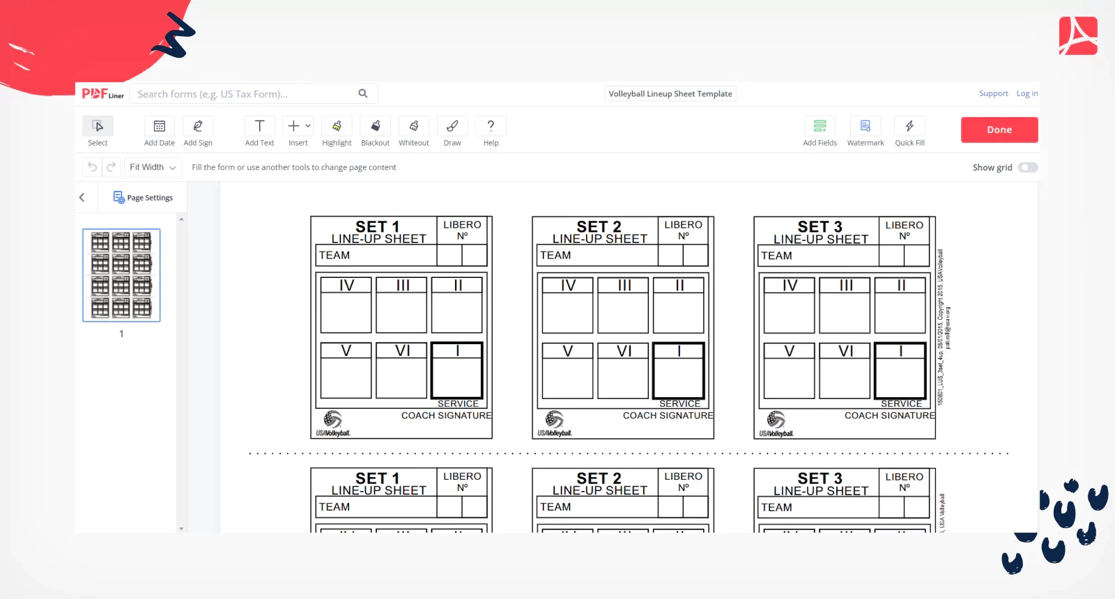 Volleyball Lineup Sheet Template PDF Blank PDFliner Volleyball Lineup Sheet Template PDF Blank PDFliner