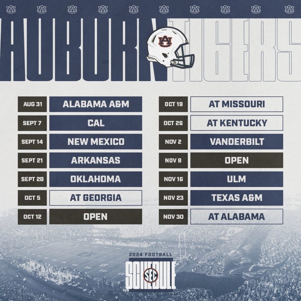 Printable Alabama Auburn Football Schedule