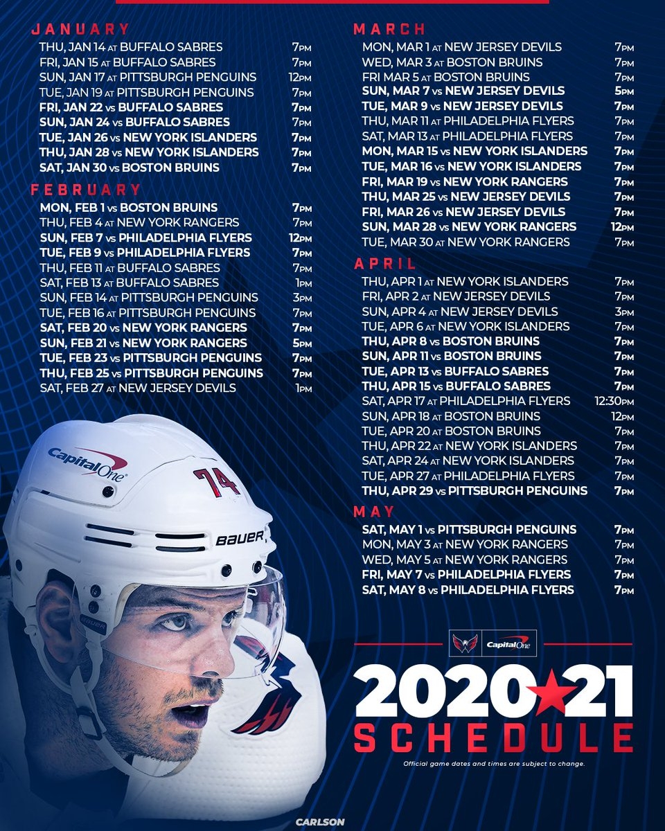 Printable Washington Capitals Schedule