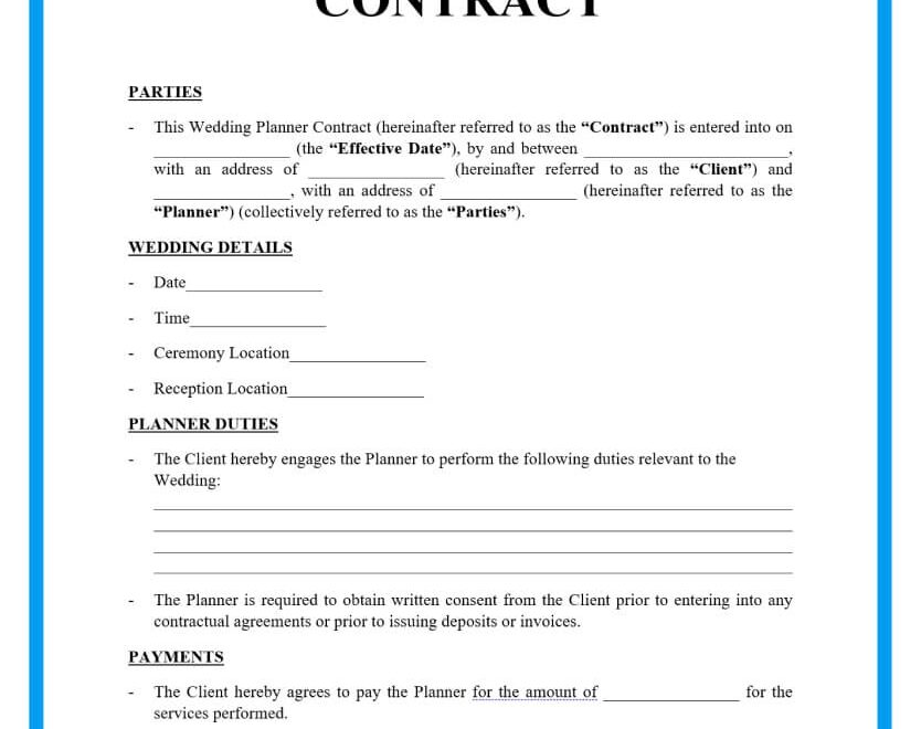 Wedding Planner Contract With Downloadable Sample Template
