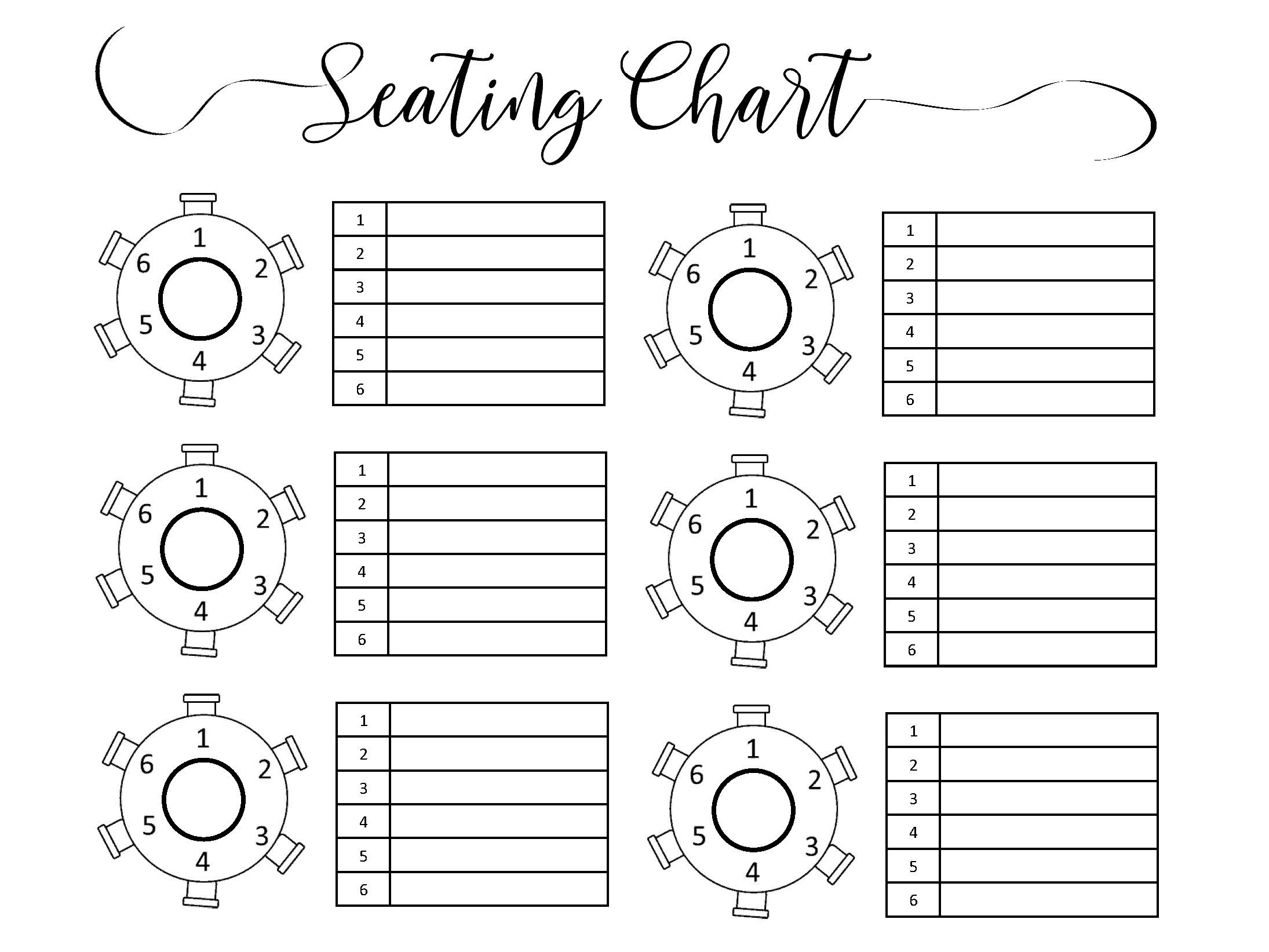 Wedding Seating Chart Typeable PDF Word Excel