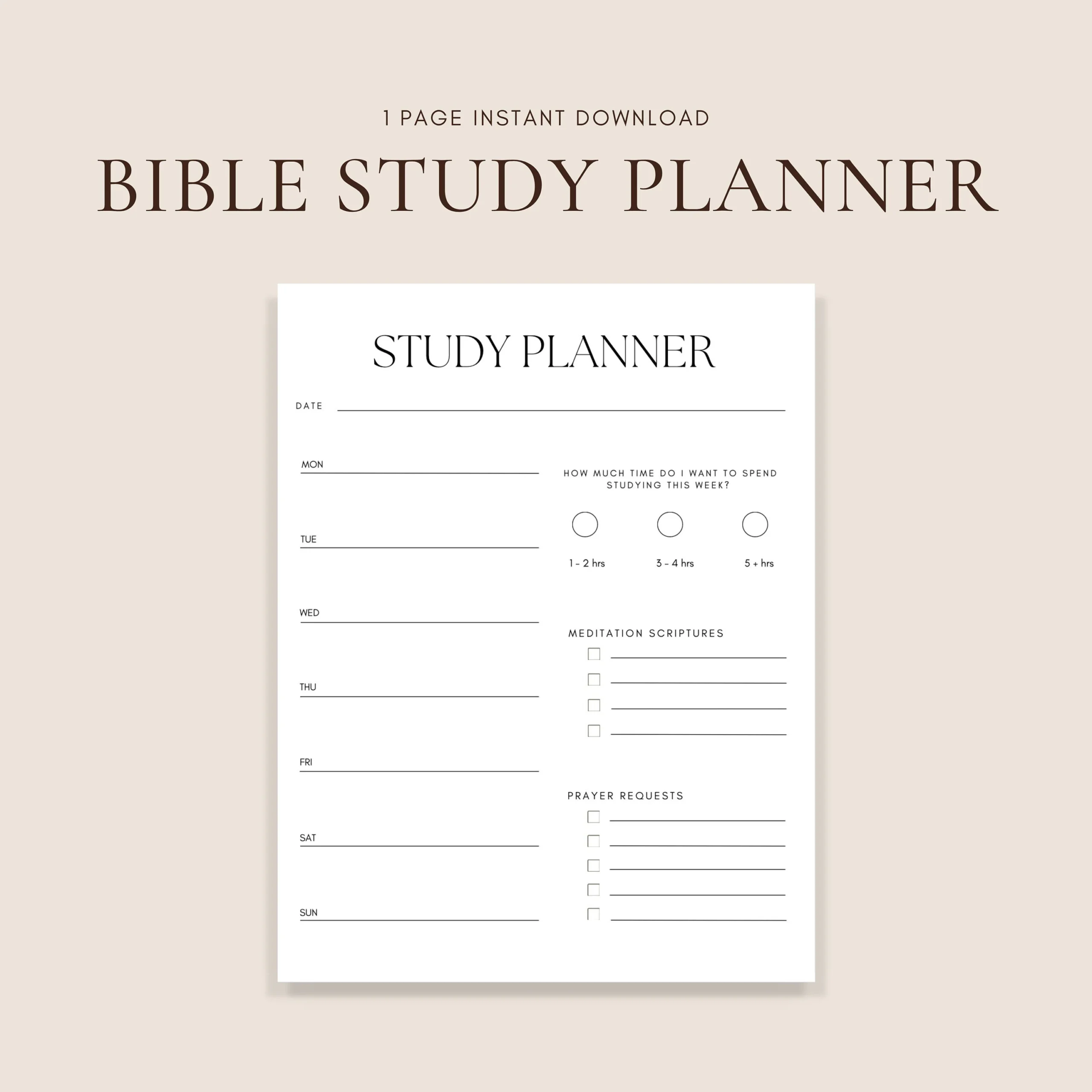 Weekly Bible Study Planner Printable PDF Download Christian Printable Christian Planner Etsy