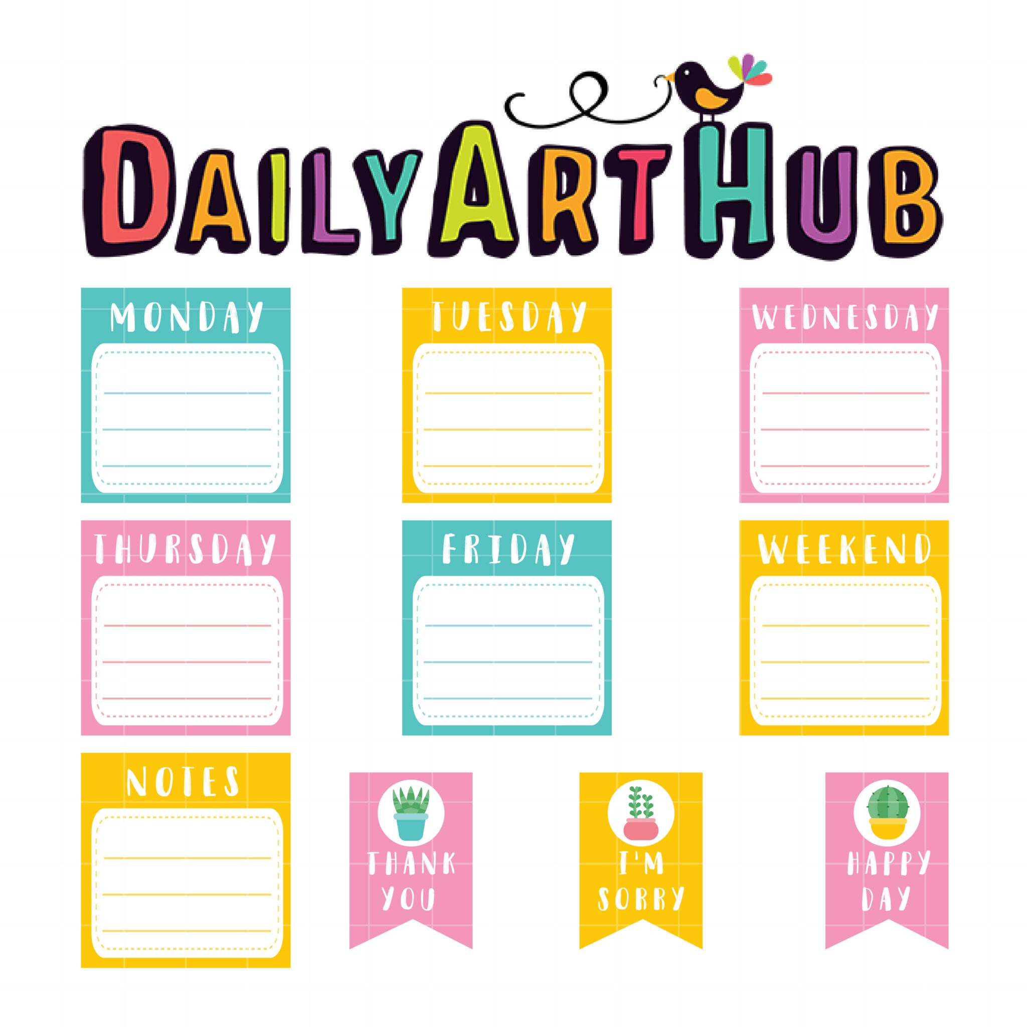 Weekly Planner Clip Art Set Daily Art Hub Graphics Alphabets SVG