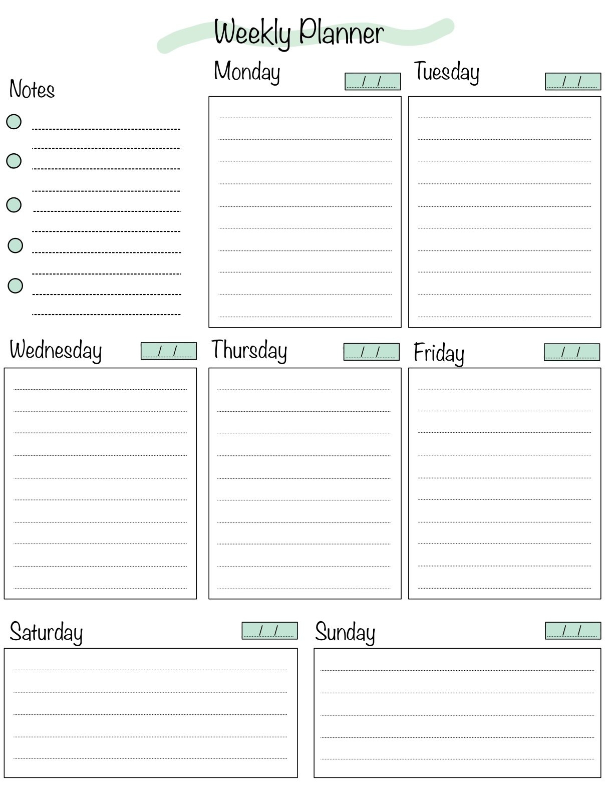 Anytime Printable Weekly Planner