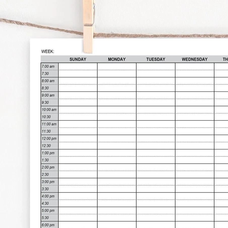 Weekly Planner W Half Hour Increments Greengate Images Weekly Planner W Half Hour Increments Greengate Images